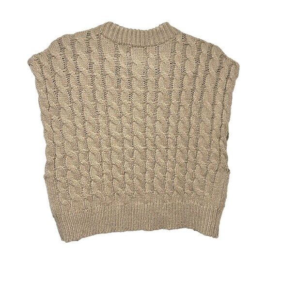 Forever 21 Taupe Knit Ribbed Crewneck Sweater Vest Sz Small Preppy - Picture 2 of 4